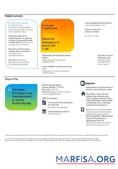 Downloadable United Kingdom British Gas (3 pages), version 3 example